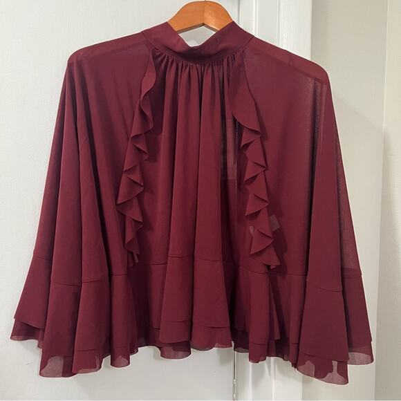 Zara TIE-BACK RUFFLED CAPE Size Medium - Picture 5 of 6